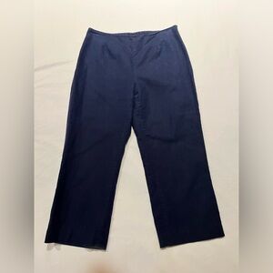 LIZ CLAIBORNE “Audra” navy blue classic wide leg pants, cotton/linen blend, US 4